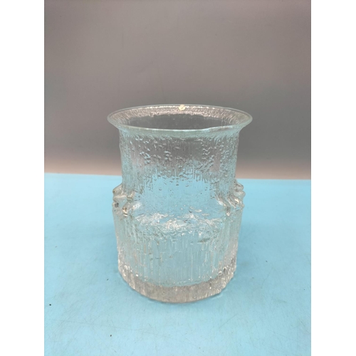 138 - Tapio Wirkkala (Finnish) 'Melting Ice' Pattern Glass 14cm Vase