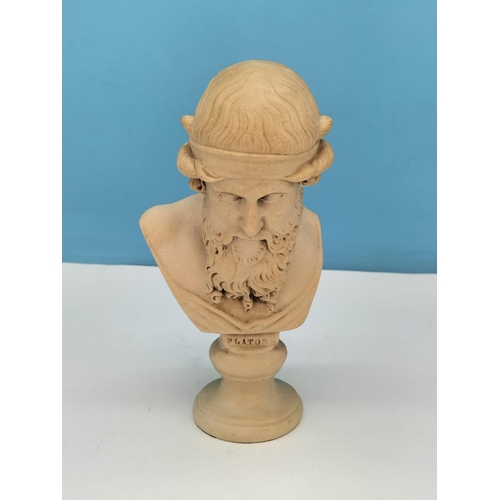 140 - Marble Effect 'Plato' Bust. 20cm High.