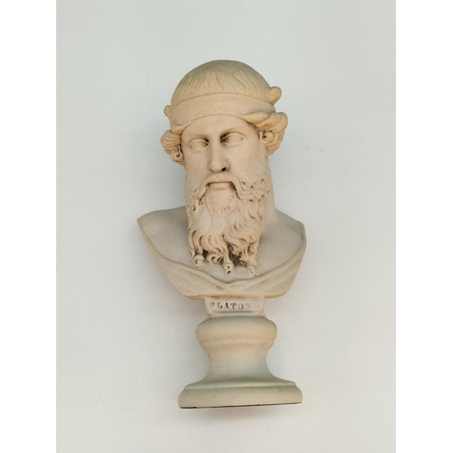 140 - Marble Effect 'Plato' Bust. 20cm High.