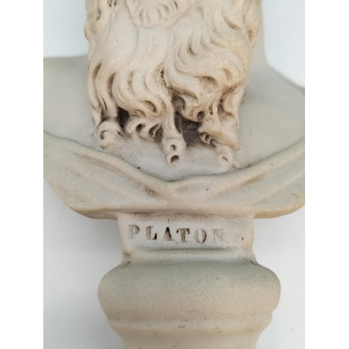 140 - Marble Effect 'Plato' Bust. 20cm High.