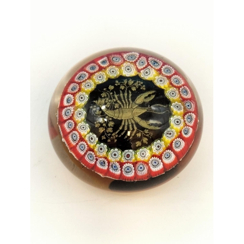 165 - Millefiori Glass 'Scorpio' Zodiac Design Paperweight. 5cm High, 8cm Diameter.