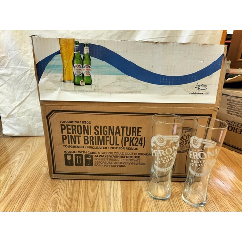 187 - Box of 24 'Peroni Signature' Pint Glasses. Unused. Collection Only.