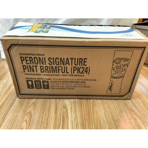 187 - Box of 24 'Peroni Signature' Pint Glasses. Unused. Collection Only.