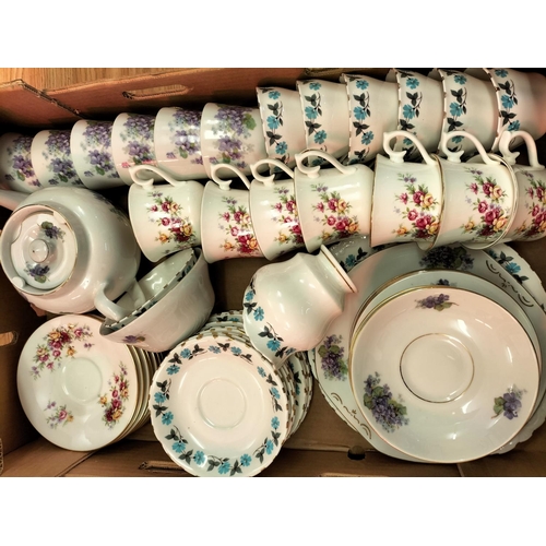 190 - 2 Boxes of Mixed Cups and Saucers to include Queen Anne, Duchess China, Staffordshire, etc