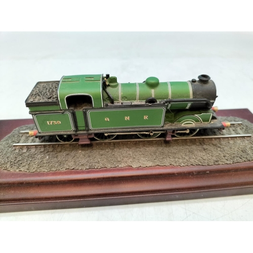 195 - Country Artist Hand Painted Railway Engines on Plinths (3), GNR 0-6-2T Class N2, BR 2-6-2 T Prairie ... 