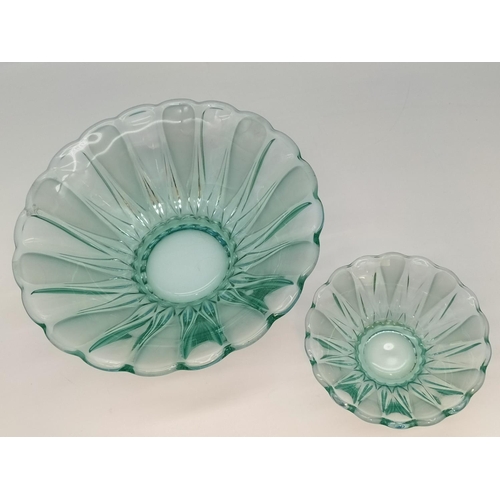 226 - 7 Piece Green Glass Dessert/Trifle Set.