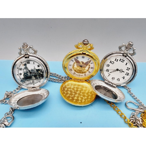 263 - Modern Quartz Pocket Watches (10). Require Batteries.