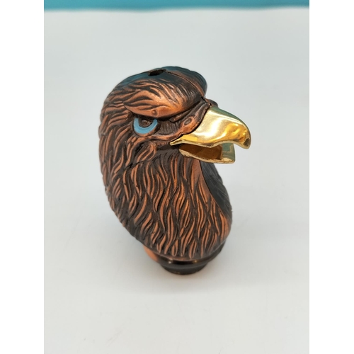 275 - Copper Coloured Eagle Head Lighter on Ashtray, 14cm Diameter.