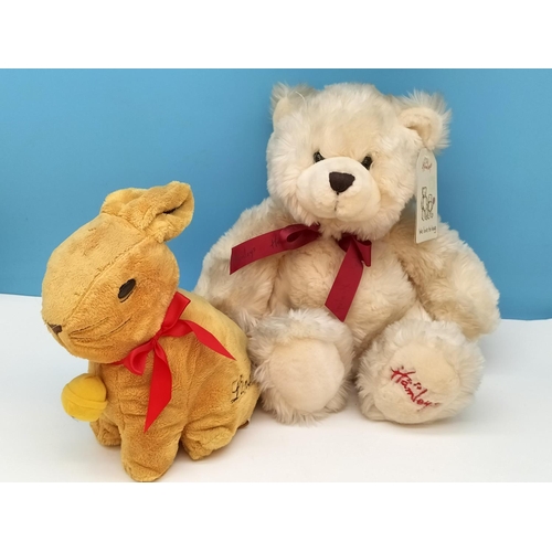 280 - Hamleys Plush Teddy Bear plus Lindt Rabbit Plush Toy. Tallest 40cm.