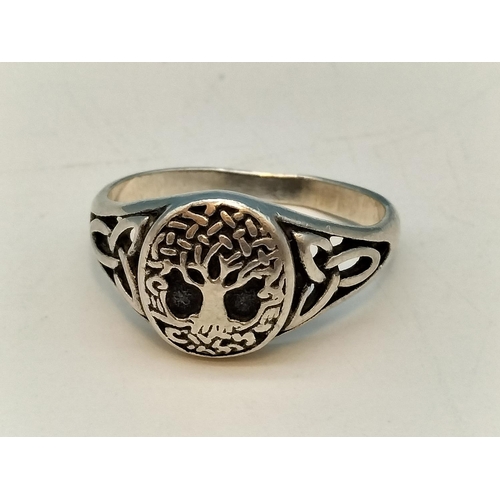 296 - Silver 925 Tree of Life Ring. Size R.