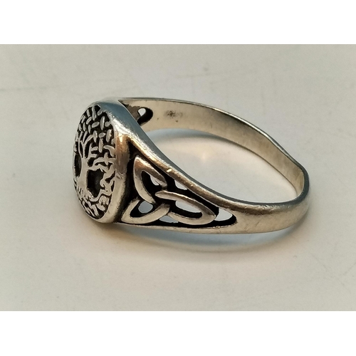 296 - Silver 925 Tree of Life Ring. Size R.