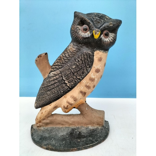 315 - Cast Metal Owl Doorstop. 22cm High, 16cm x 7cm.