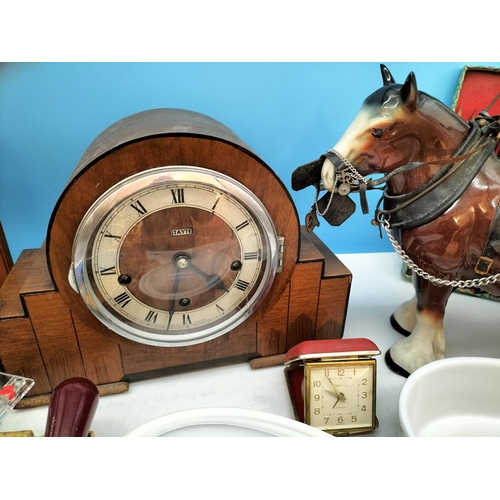 325 - Collection of Mixed Items to include Mantel Clock, Horse, Tools, White Kitchen Ware, etc.