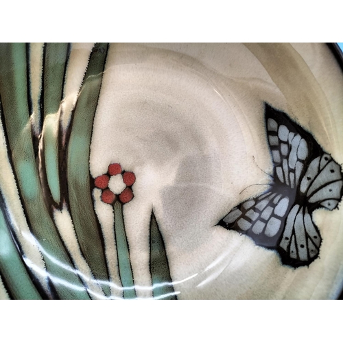 329 - 4 x Large Bowls with Butterfly and Flower Design by 'The Pottery'. 20cm Diameter, 6cm High.