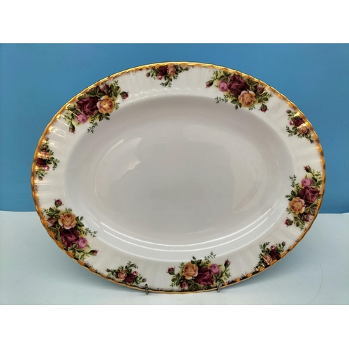 332 - Royal Albert 'Old Country Roses' Meat Platter (34.5cm x 27cm), Gravy Boat and Undertray plus Salt an... 