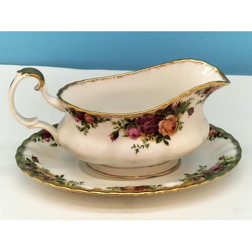 332 - Royal Albert 'Old Country Roses' Meat Platter (34.5cm x 27cm), Gravy Boat and Undertray plus Salt an... 