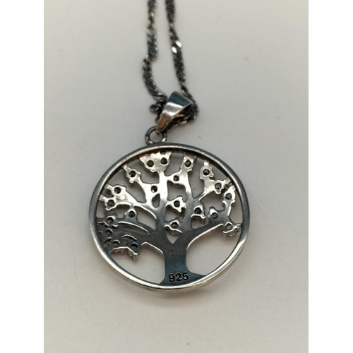 341 - Silver 925 Cubic Zirconia Pendant Necklace, Tree of Life Silver 925 Pendant Necklace plus Silver 925... 