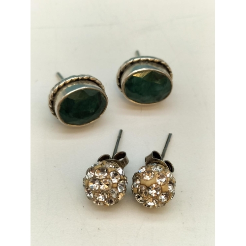 350 - Silver 925 Stud Earrings (4 Pairs) plus Pair of Drop Earrings.