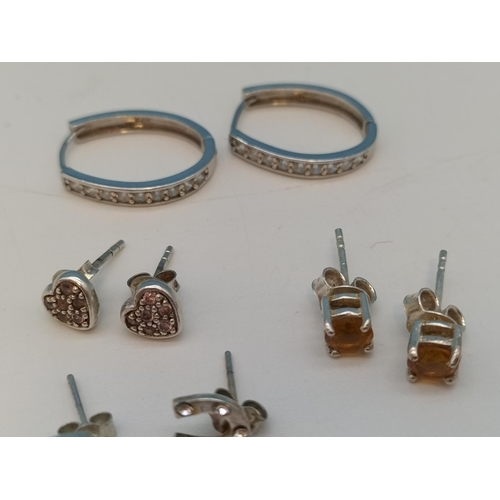 375 - Silver 925 Stud Earrings (5 Pairs) to include Ted Baker Pair plus Hooped Cubic Zirconia Earrings.