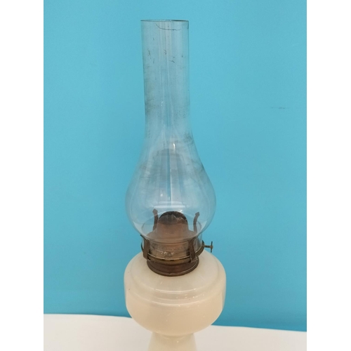 379 - Victorian Opaline Glass Oil Lamp. 54cm High. Collection Only