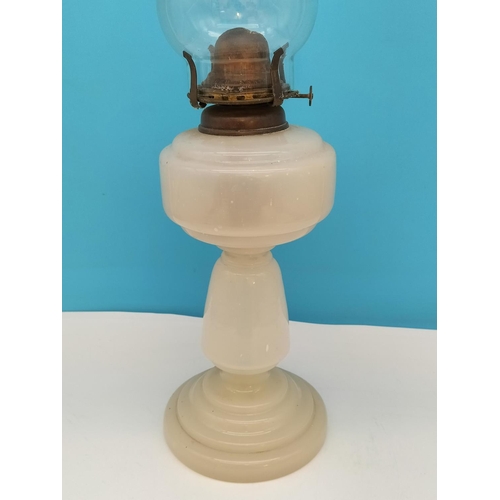 379 - Victorian Opaline Glass Oil Lamp. 54cm High. Collection Only