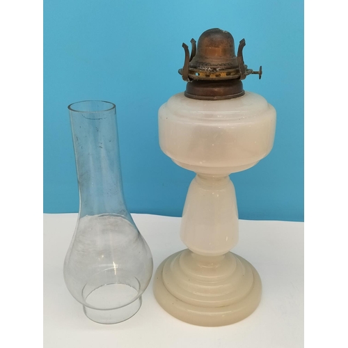 379 - Victorian Opaline Glass Oil Lamp. 54cm High. Collection Only