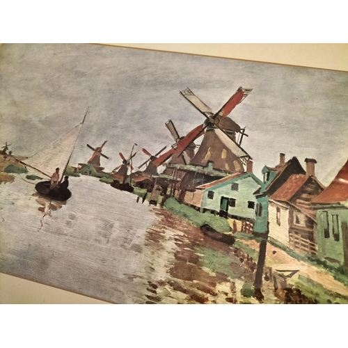 381 - Framed Prints (3) to include 'Windmills' by Claude Monet. Largest 77cm x 57cm. Collection Only.