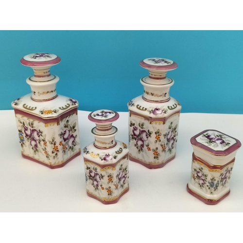 40 - Vintage Porcelain Vanity Dressing Table Set (4). Tallest 14cm.