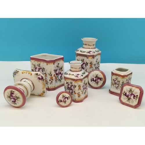 40 - Vintage Porcelain Vanity Dressing Table Set (4). Tallest 14cm.