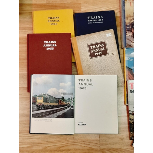 428 - Collection of Railway Related Reference Books to include Trains Annuals 1947-1971.