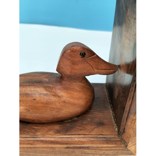 440 - Pair of Wooden Carved Duck Bookends. 15cm High, 10cm x 15cm.