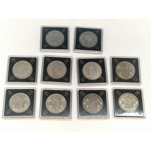 447 - 10 x Half Crown Cased Coins 1937-1965.