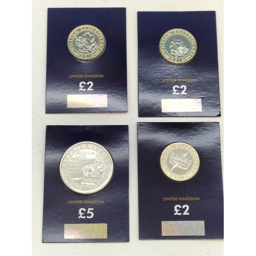 455 - 4 x Change Checker Sealed Coins to include 'William Shakespeare' £2 Coins and 'Sapphire Jubilee £5 C... 