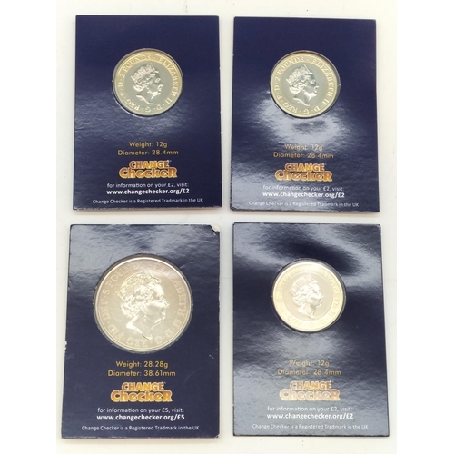 455 - 4 x Change Checker Sealed Coins to include 'William Shakespeare' £2 Coins and 'Sapphire Jubilee £5 C... 