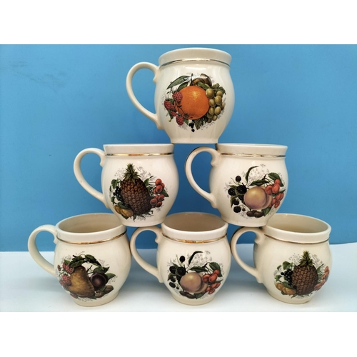 456 - 2 Sets of 6 Mugs, Farmhouse and Fruit Design.