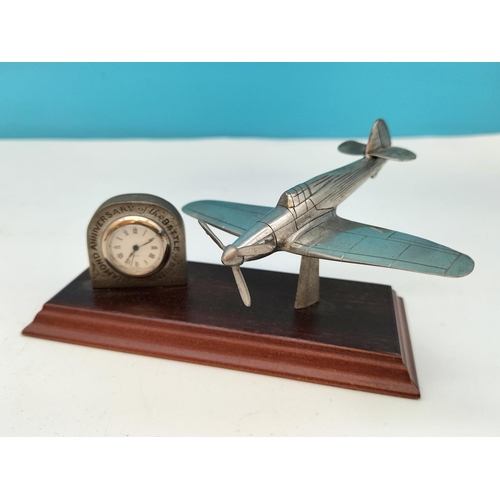 457 - Royal Hampshire Pewter 'Battle of Britain Anniversary' Desk Clock on Plinth plus 'Intercity 125 Engi... 