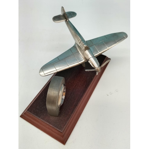 457 - Royal Hampshire Pewter 'Battle of Britain Anniversary' Desk Clock on Plinth plus 'Intercity 125 Engi... 