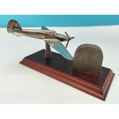 457 - Royal Hampshire Pewter 'Battle of Britain Anniversary' Desk Clock on Plinth plus 'Intercity 125 Engi... 