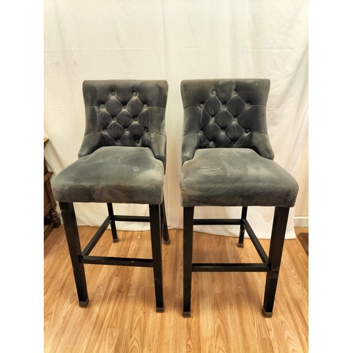 463 - Velvet Seat Bar Stools (2). 106cm High. Collection Only.