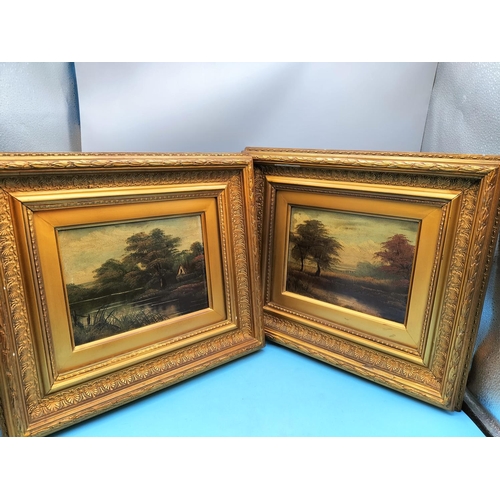 480 - Gilt Framed Painted Landscape Scenes (2). 40cm x 35cm.