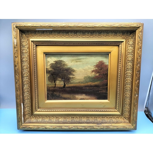 480 - Gilt Framed Painted Landscape Scenes (2). 40cm x 35cm.