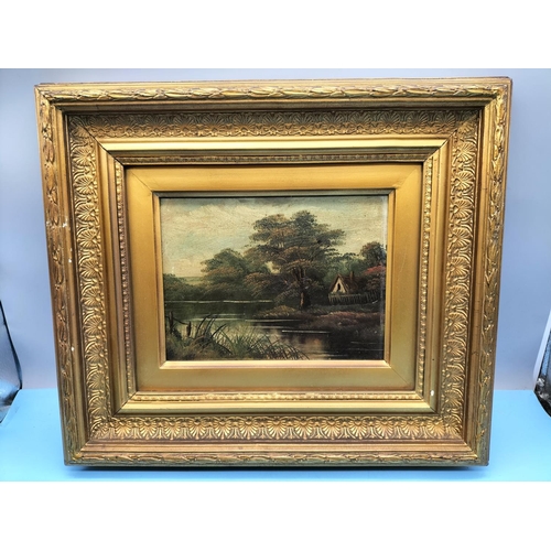 480 - Gilt Framed Painted Landscape Scenes (2). 40cm x 35cm.