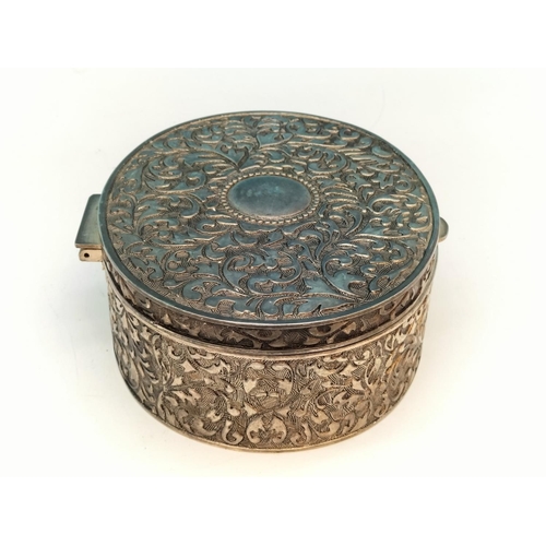 496 - Ornate White Metal Jewellery Box. 7cm High, 16.5cm x 14cm.