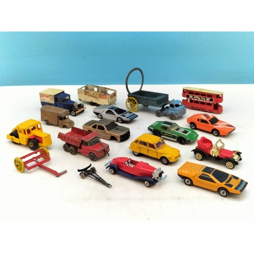 515 - Vintage Mixed Collection of Playworn Matchbox and Corgi Vehicles (18) to include Super GT, Chevrolet... 