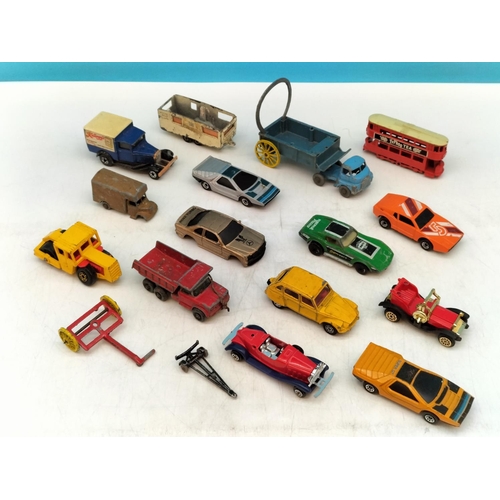 515 - Vintage Mixed Collection of Playworn Matchbox and Corgi Vehicles (18) to include Super GT, Chevrolet... 