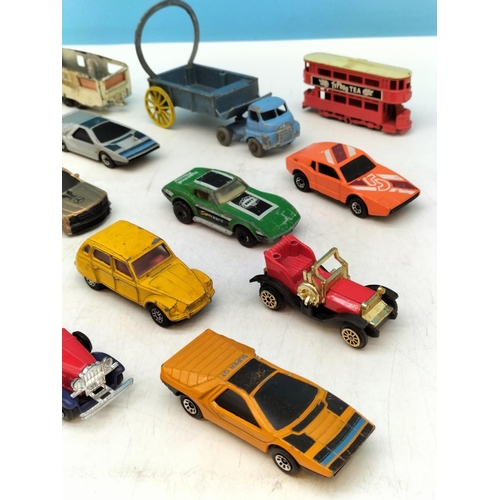 515 - Vintage Mixed Collection of Playworn Matchbox and Corgi Vehicles (18) to include Super GT, Chevrolet... 