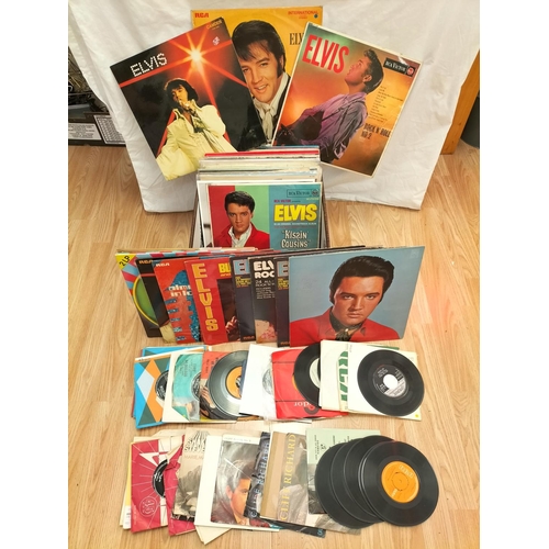 523 - Collection of Vinyl Records to include Elvis. Approx 60 LPs and 45 7