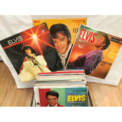 523 - Collection of Vinyl Records to include Elvis. Approx 60 LPs and 45 7