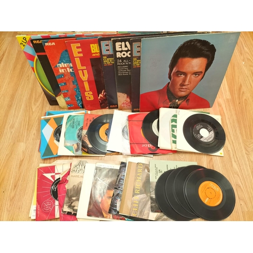 523 - Collection of Vinyl Records to include Elvis. Approx 60 LPs and 45 7