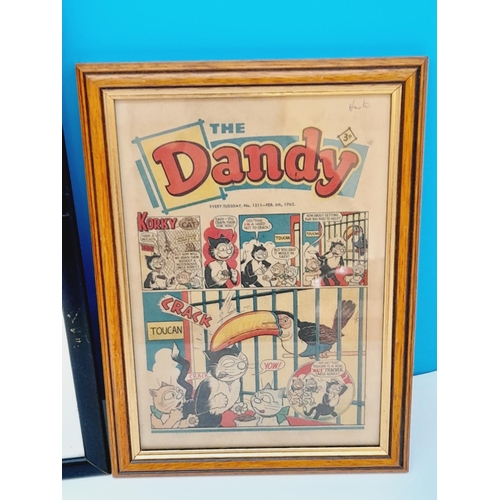 524 - Framed Modernist Print plus Framed Copy of 'The Dandy' Dated 1965. Largest 43cm x 33cm.